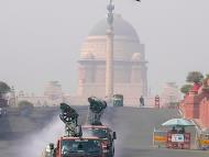 Anti-smog guns being used to spray water droplets to curb air pollution, at Raisina Hills in New Delhi. (PTI Photo)
