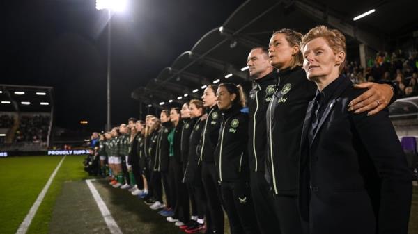 Eileen Gleeson and her squad line up for the natio<em></em>nal anthem