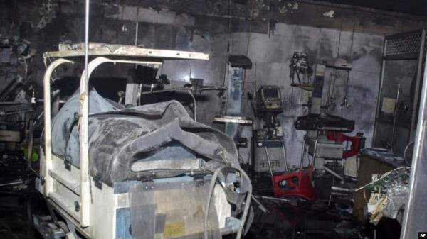 Equipment damaged by fire lies inside a neo<em></em>natal intensive care unit at Jhansi Medical College hospital in Jhansi, India, Nov. 15, 2024. 