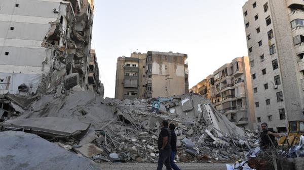 A view of the destruction in a southern Beirut suburb after a series of Israeli airstrikes, as debris removal work co<em></em>ntinues in the area on October 21, 2024. (Photo by Houssam Shbaro/Anadolu via Getty Images)