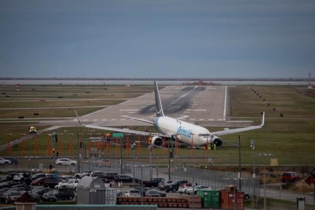 A plane is pictured off a runway