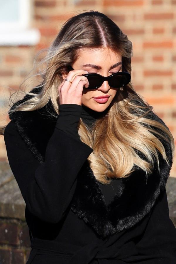 Kate Cassidy arrives to attend the funeral of former One Direction singer Liam Payne.