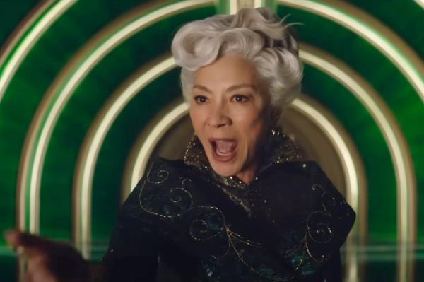 Michelle Yeoh in black yelling